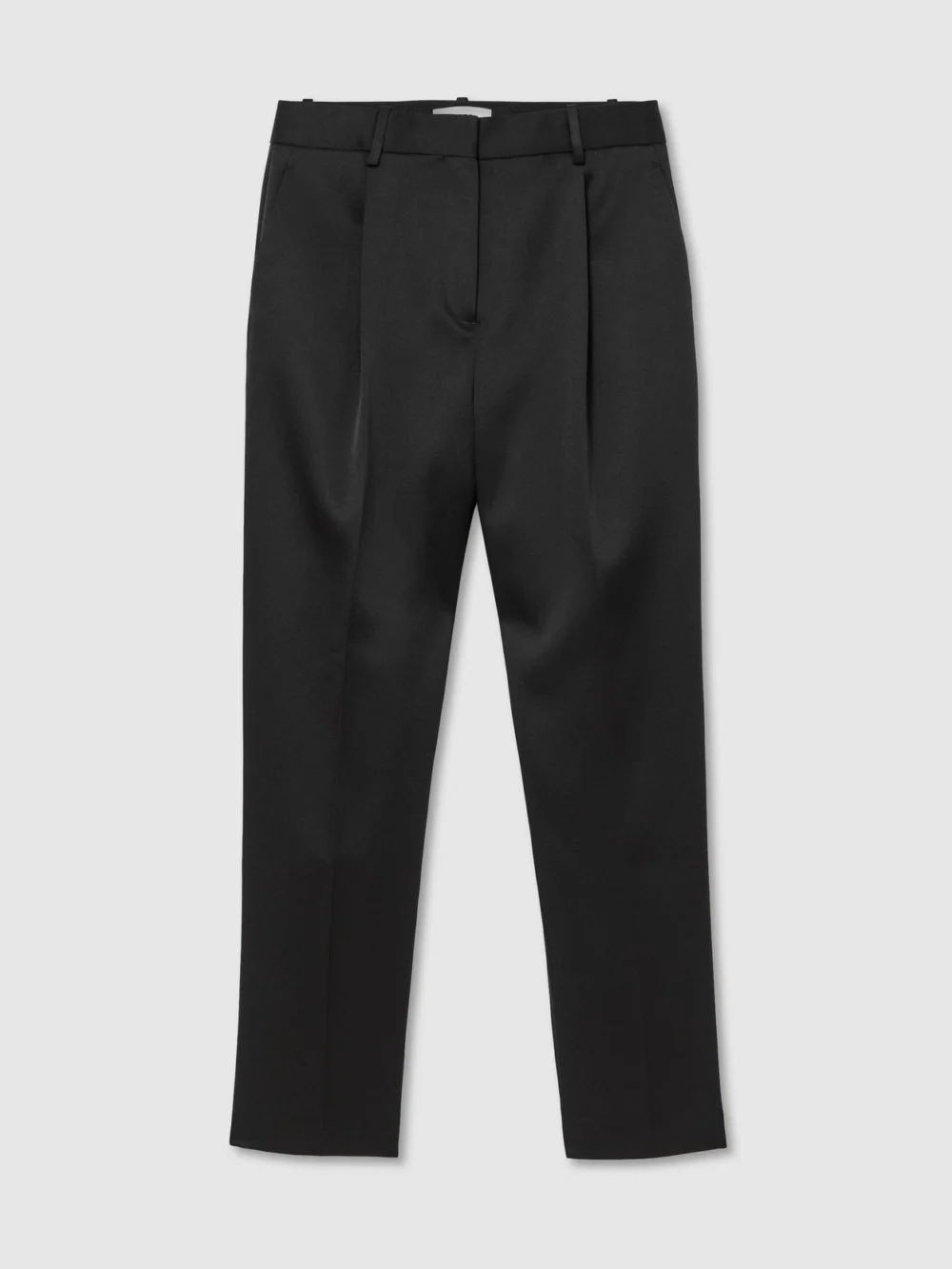Reiss Black Ellen Petite Satin Single-pleated Trousers, view 6