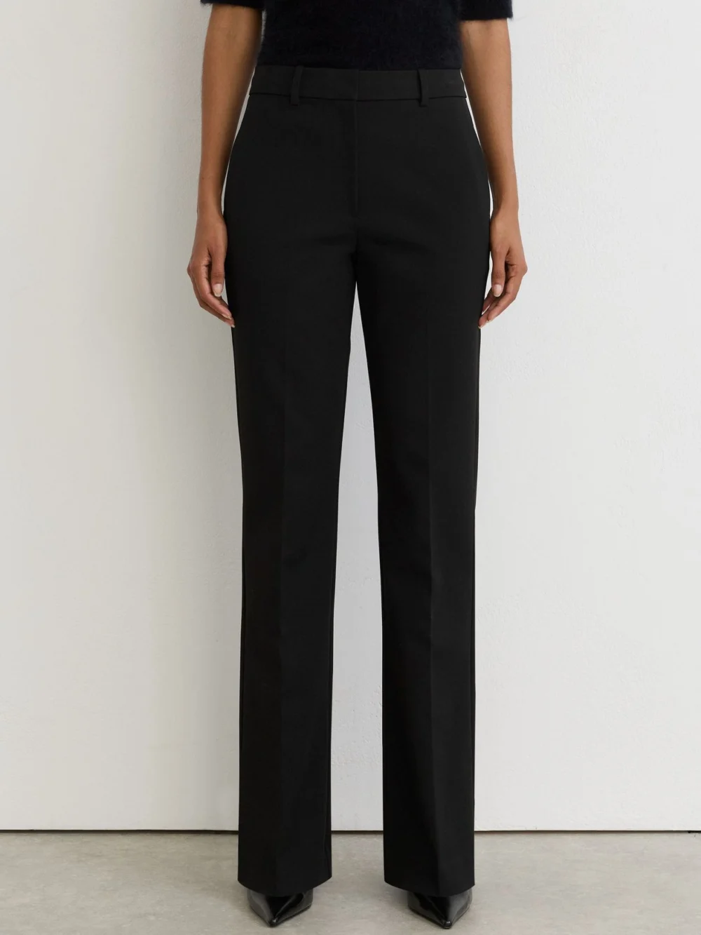 Reiss Black Flared Mid-rise Tailored Trousers, view 3