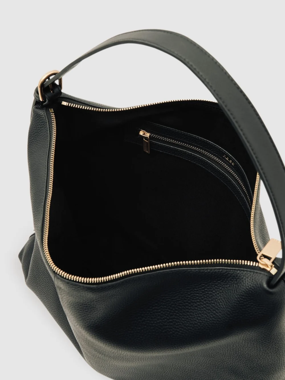 Reiss Black Grained Leather Tote Bag,, view 3