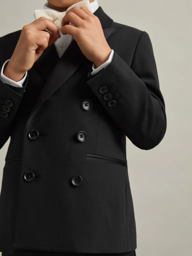 Reiss Black Knightsbridge 3-9 yrs Double-breasted Tuxedo Blazer Wool-blend