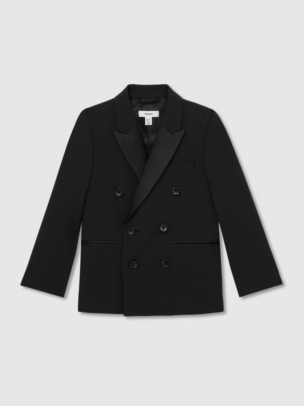 Reiss Black Knightsbridge 3-9 yrs Double-breasted Tuxedo Blazer Wool-blend, view 6
