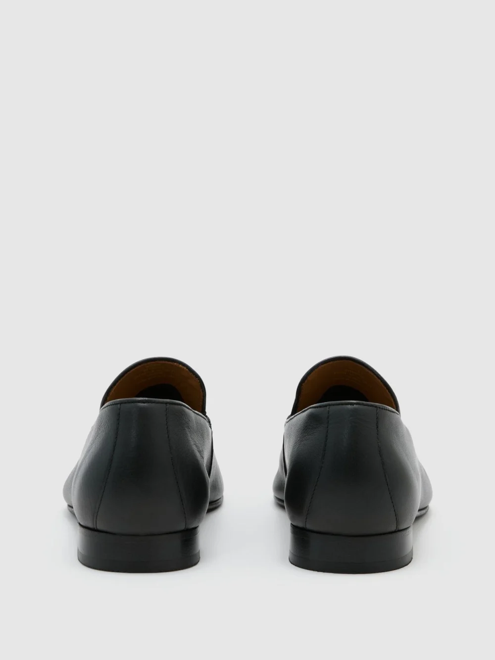 Reiss Black Leather Apron-stitch Loafers, view 3