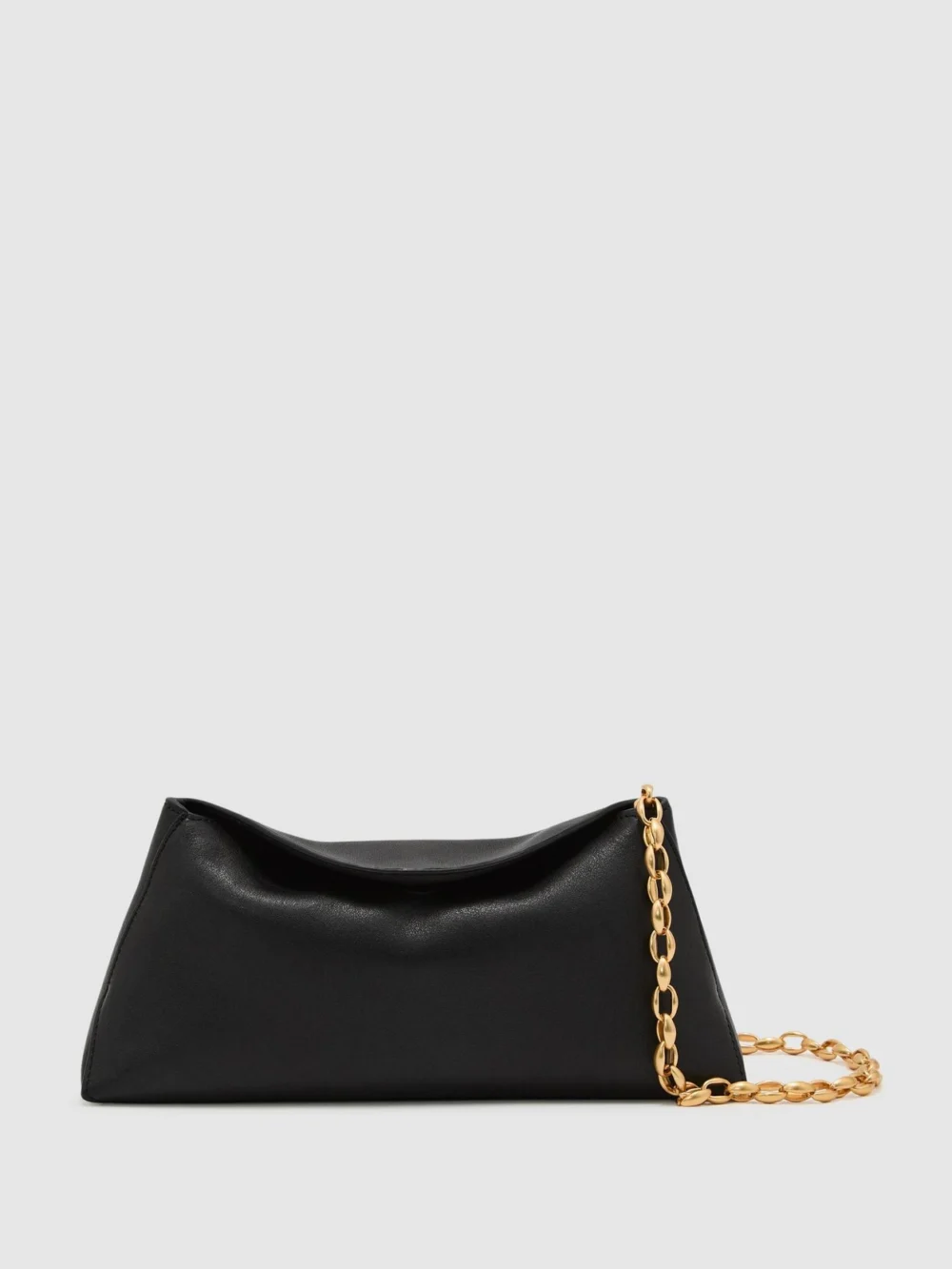Reiss Black Leather Chain-strap Clutch Bag,