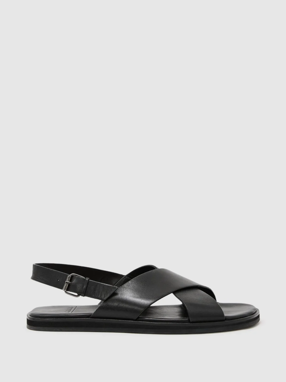 Reiss Black Leather Crossover Sandals, view 2