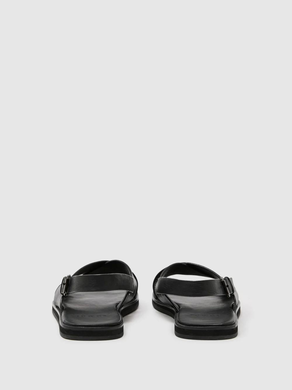 Reiss Black Leather Crossover Sandals, view 4
