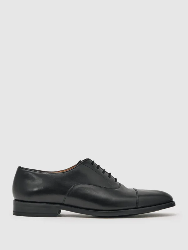 Reiss Black Leather Lace Up Oxford Shoes