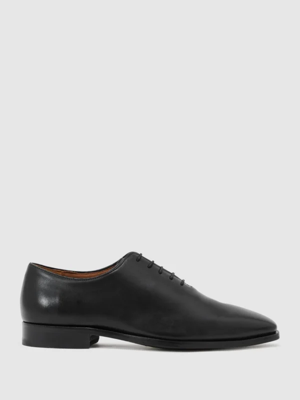Reiss Black Leather Lace-up Wholecut Oxford Shoes