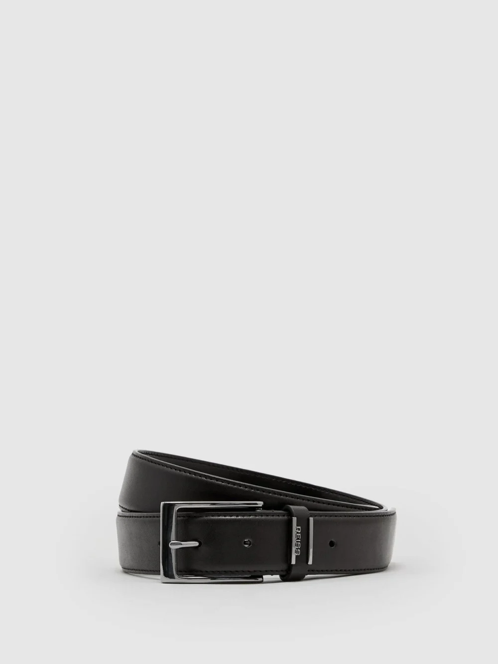 Reiss Black Leather Logo-detail Belt