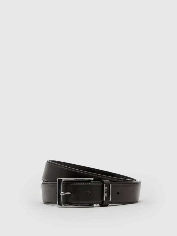 Reiss Black Leather Logo-detail Belt