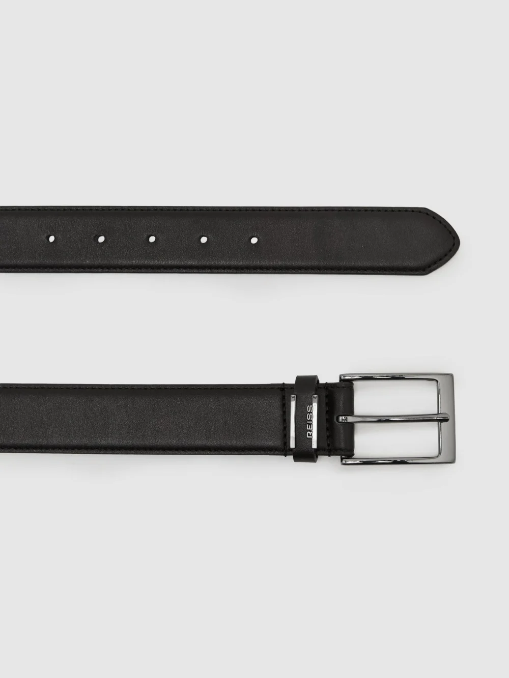 Reiss Black Leather Logo-detail Belt, view 2