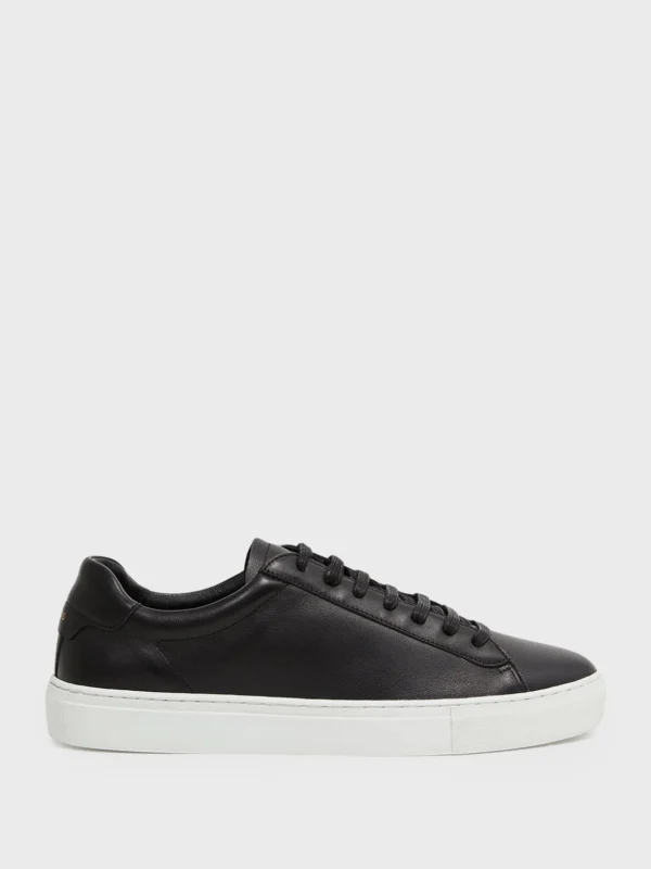 Reiss Black Leather Low-top Trainers