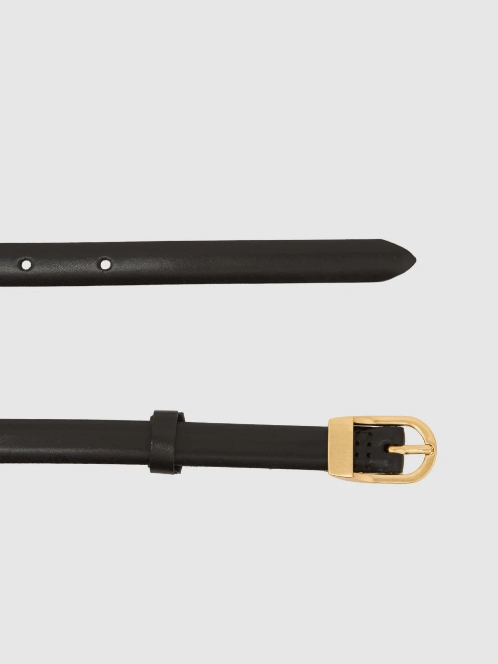 Reiss Black Leather Mini-buckle Belt, view 3