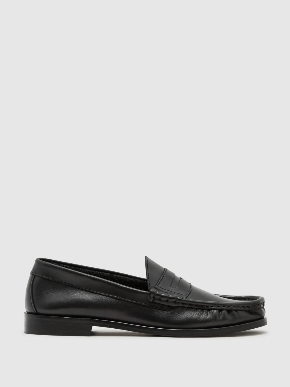 Reiss Black Leather Penny Loafers, view 2