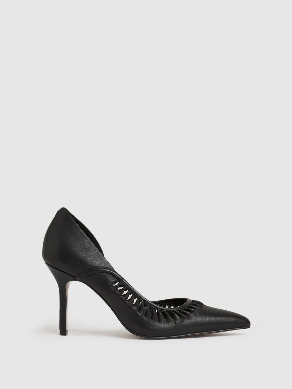 Reiss Black Leather Twist Detail Court Shoes