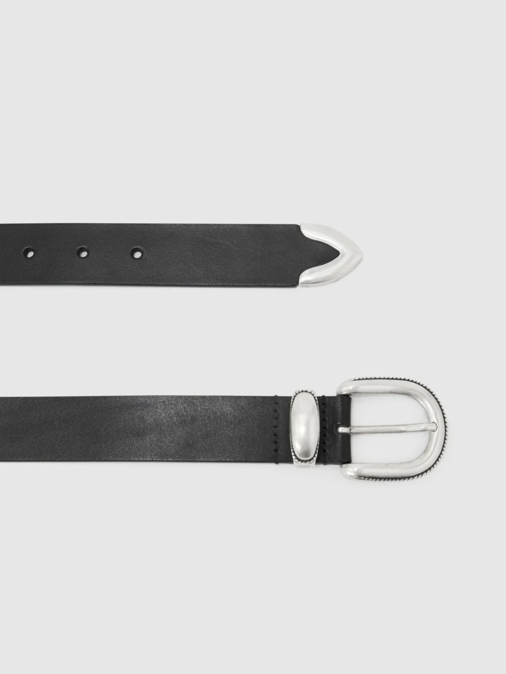 Reiss Black Leather Western Belt, view 3