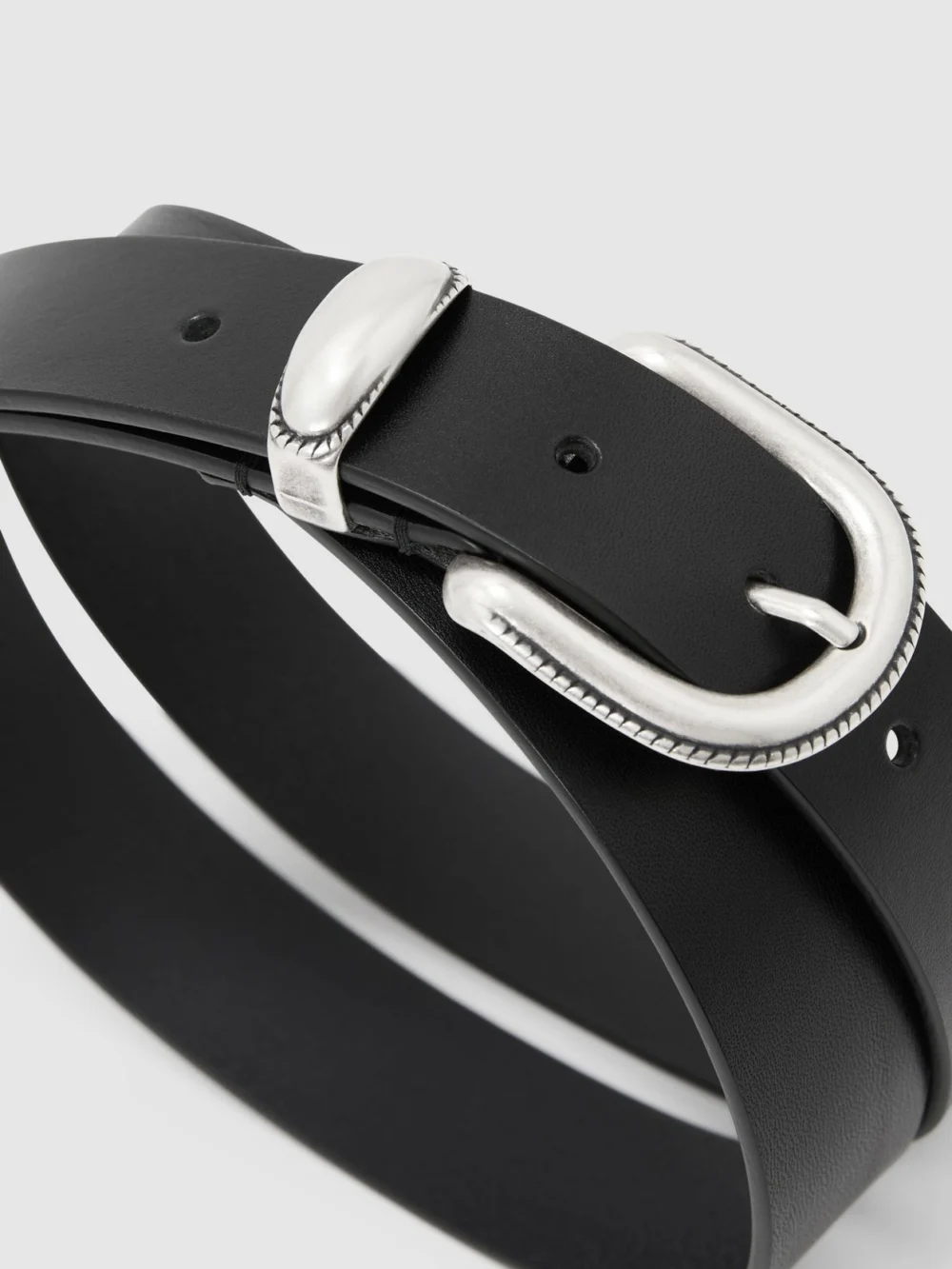 Reiss Black Leather Western Belt, view 4