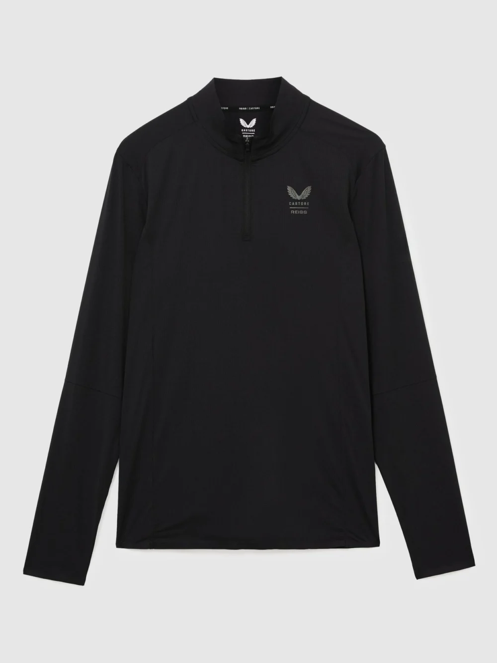 Reiss Black Long 1 & 4 Zip | Castore Performance Quarter-zip Top, view 3