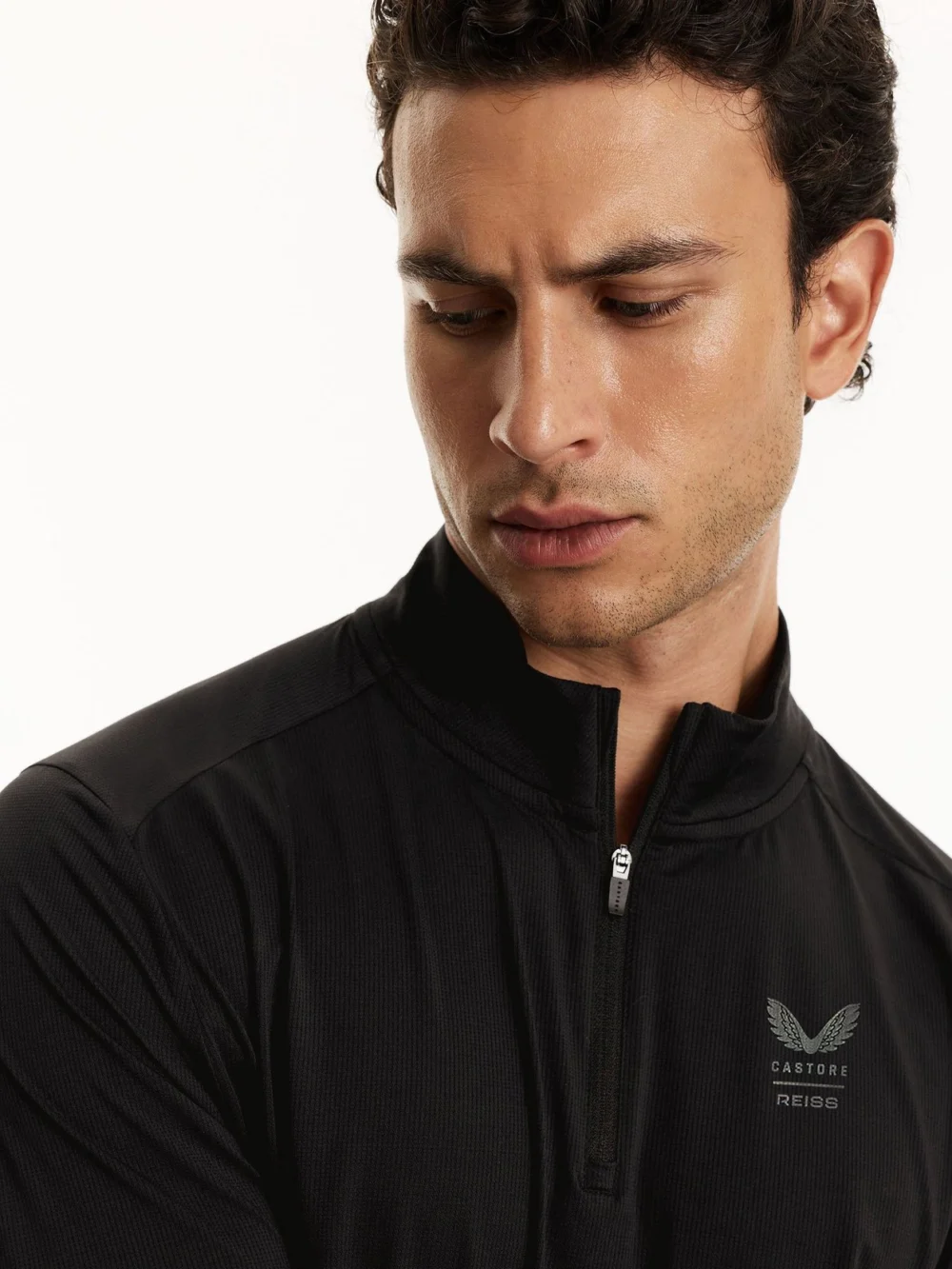 Reiss Black Long 1 & 4 Zip | Castore Performance Quarter-zip Top, view 4