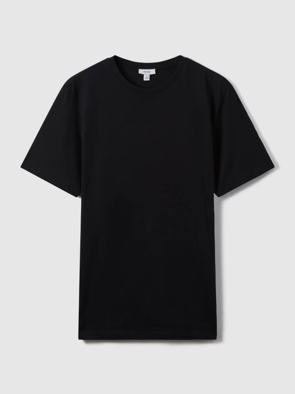 Reiss Black Marl Cotton-blend Tailored-fit T-shirt, view 2
