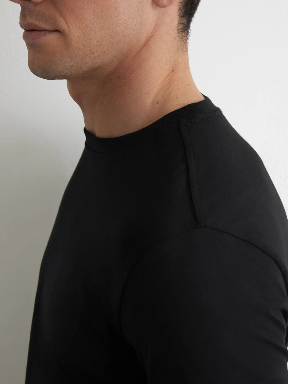 Reiss Black Marl Cotton-blend Tailored-fit T-shirt, view 3