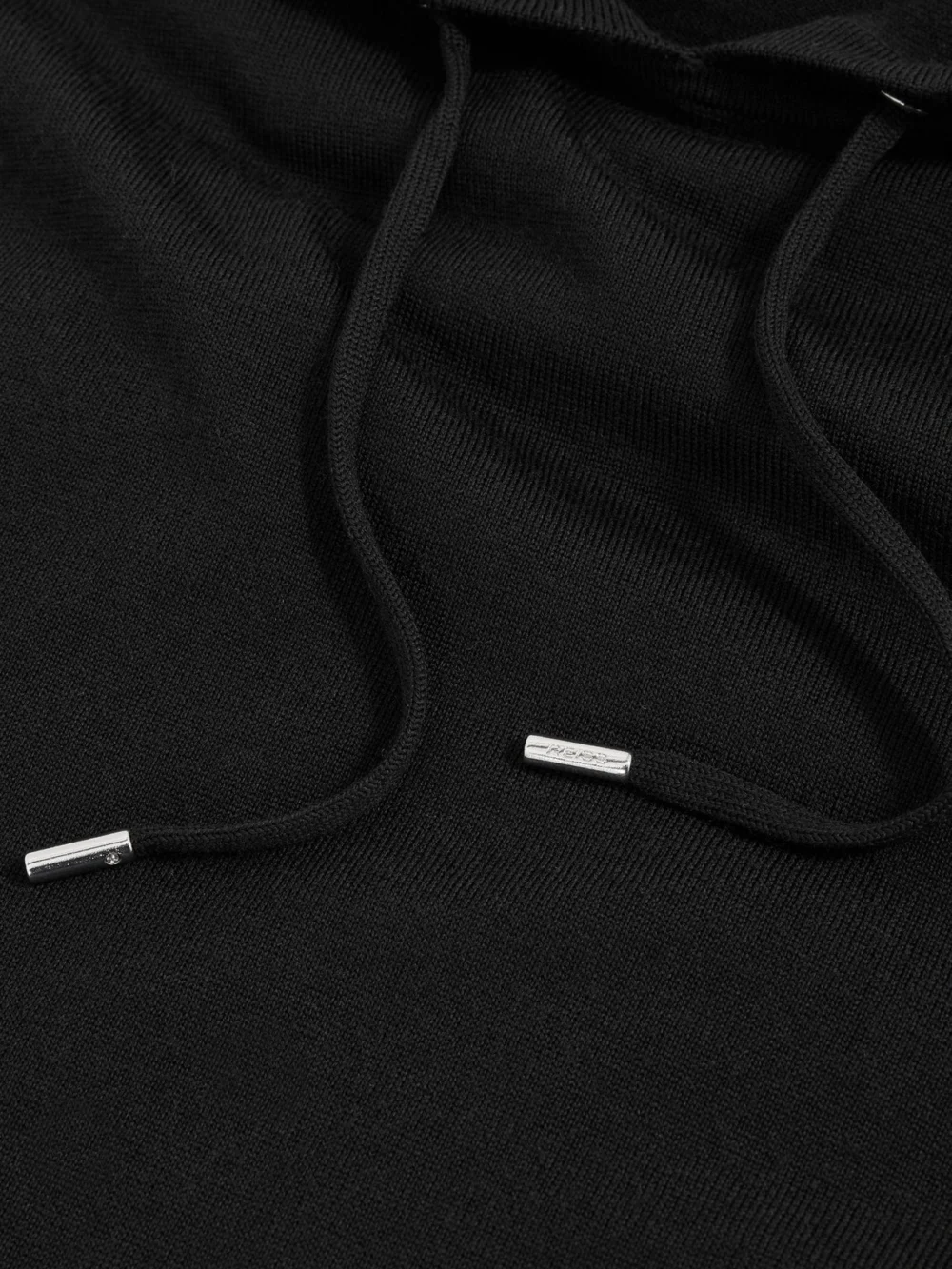 Reiss Black Merino Wool Drawstring Hoodie, view 4
