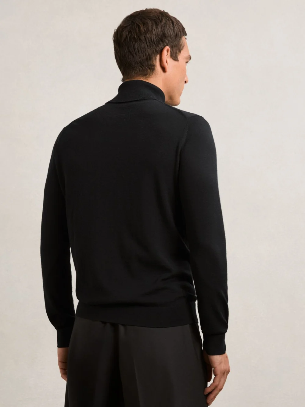 Reiss Black Merino Wool Roll-neck Jumper, view 4