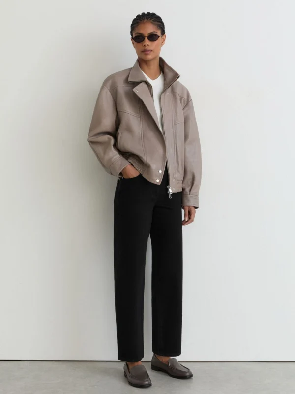 Reiss Black Mid-rise Straight-leg Jeans