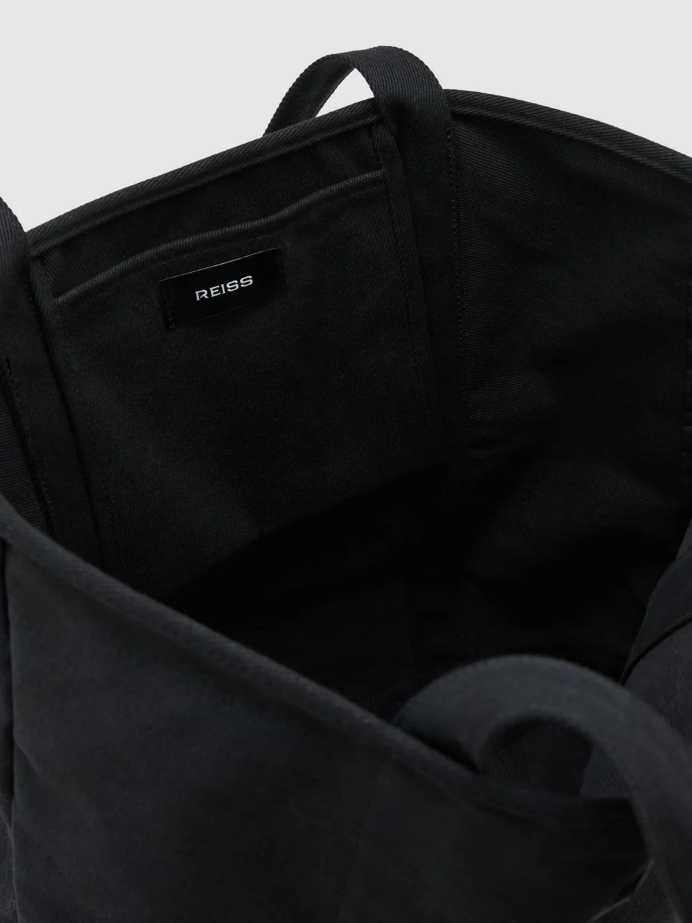 Reiss Black Monogram-patch Canvas Tote Bag,, view 4