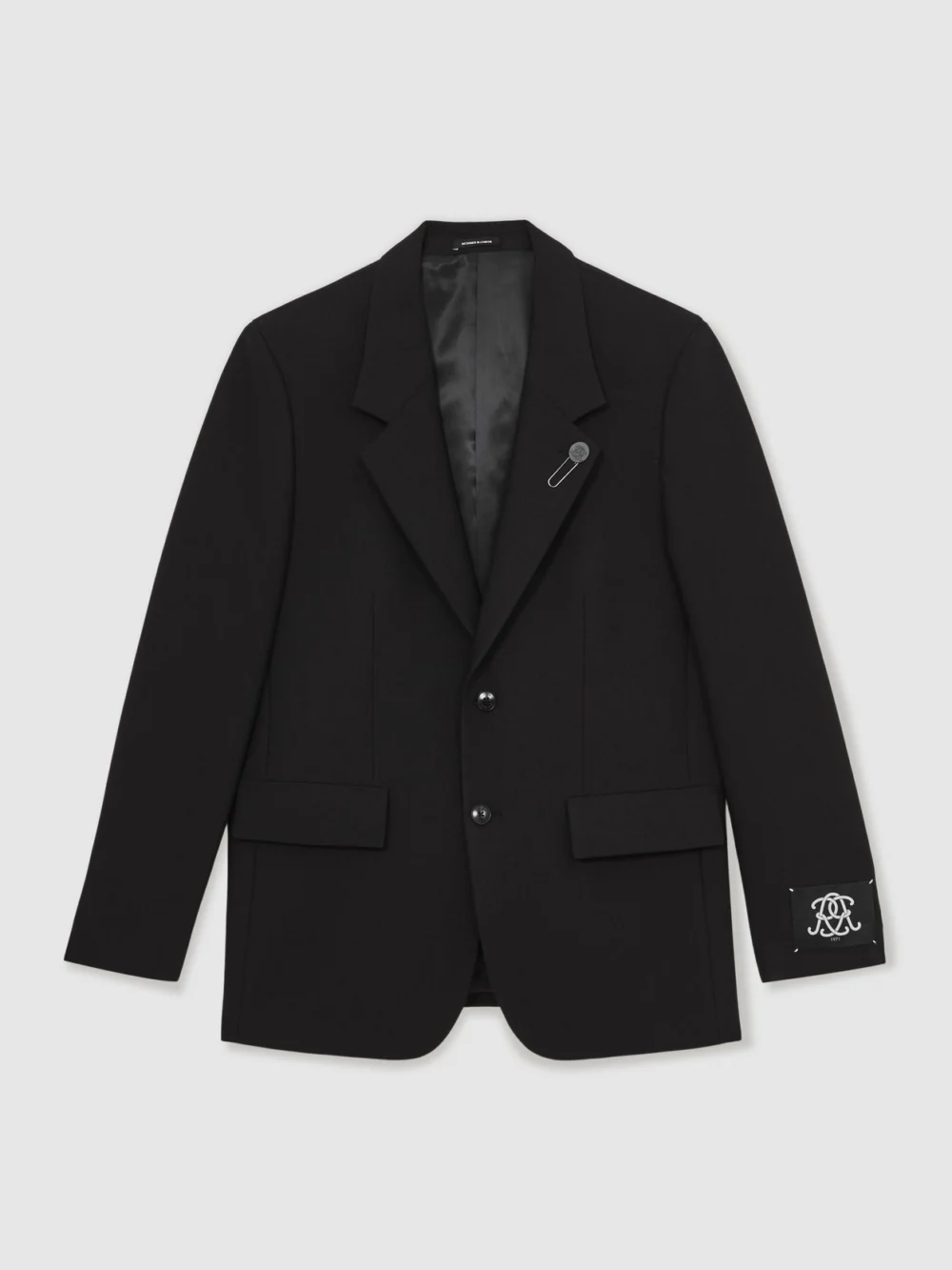 Reiss Black Monogram Relaxed Single-breasted Blazer, view 2