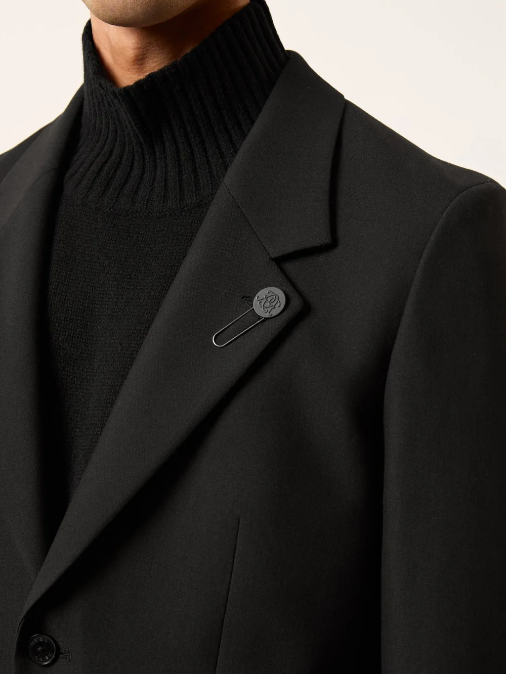 Reiss Black Monogram Relaxed Single-breasted Blazer, view 4