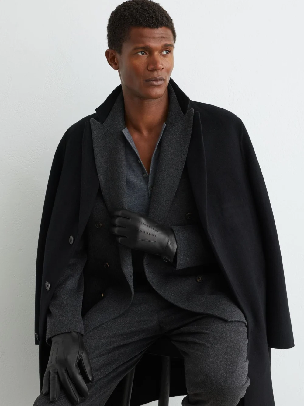 Reiss Black Nappa Leather Gloves
