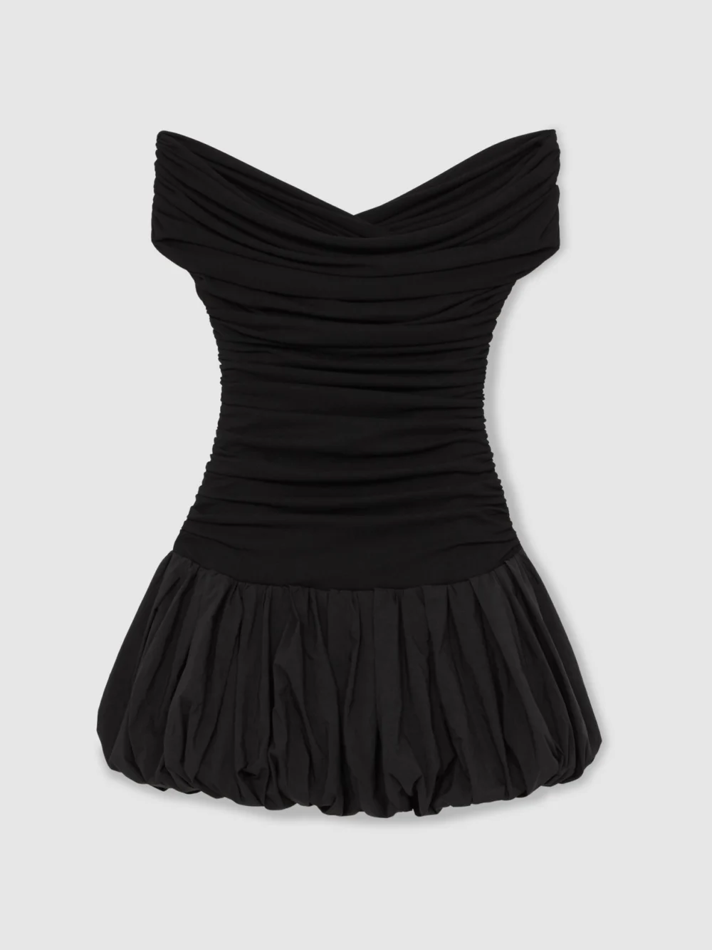 Reiss Black Off-shoulder Puffball Mini Dress, view 2