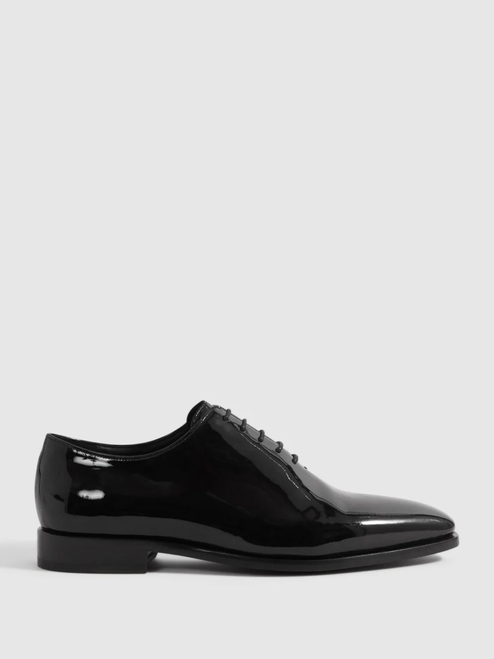 Reiss Black Patent Leather Lace-up Wholecut Oxford Shoes, view 2