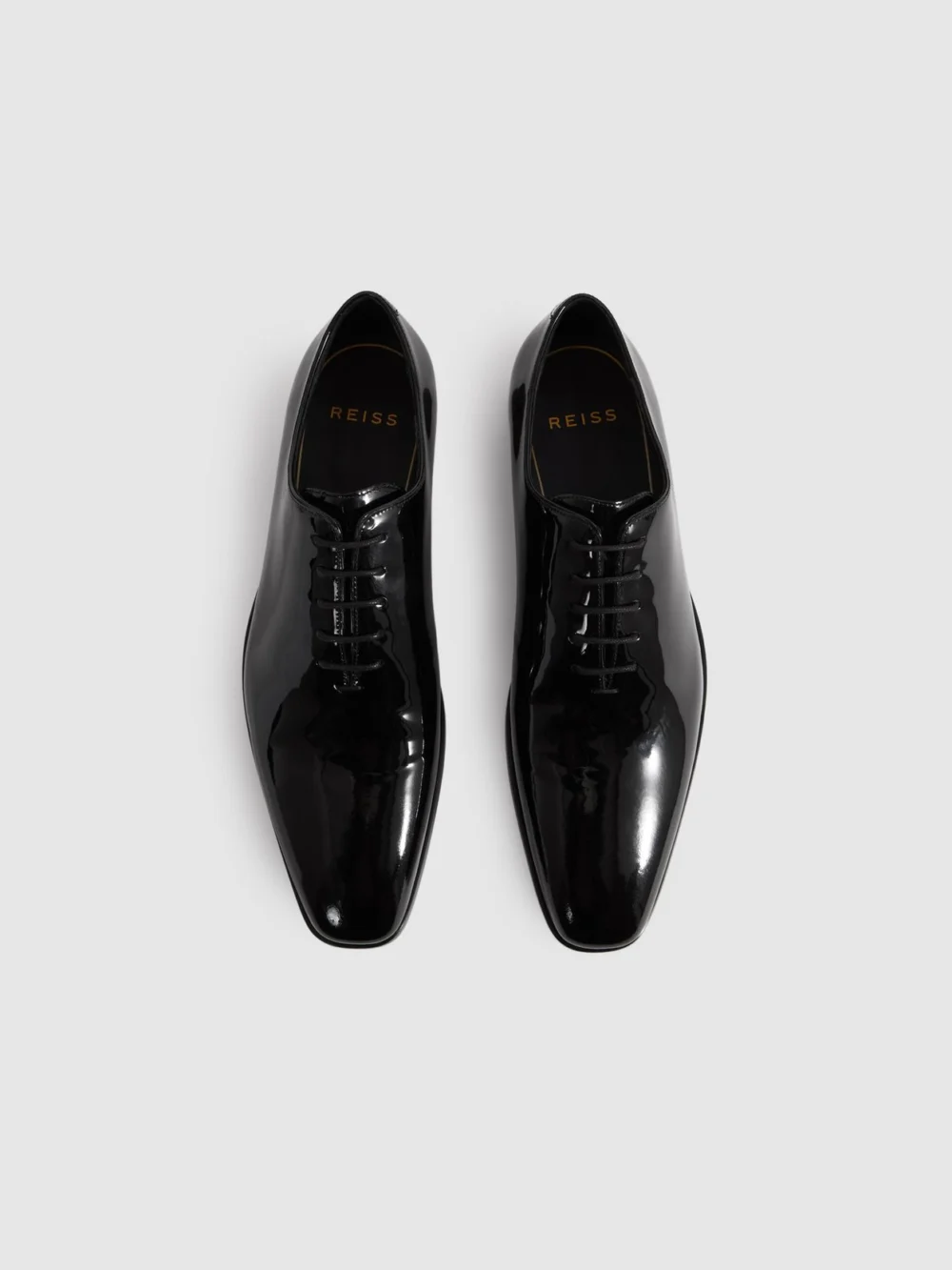 Reiss Black Patent Leather Lace-up Wholecut Oxford Shoes, view 3