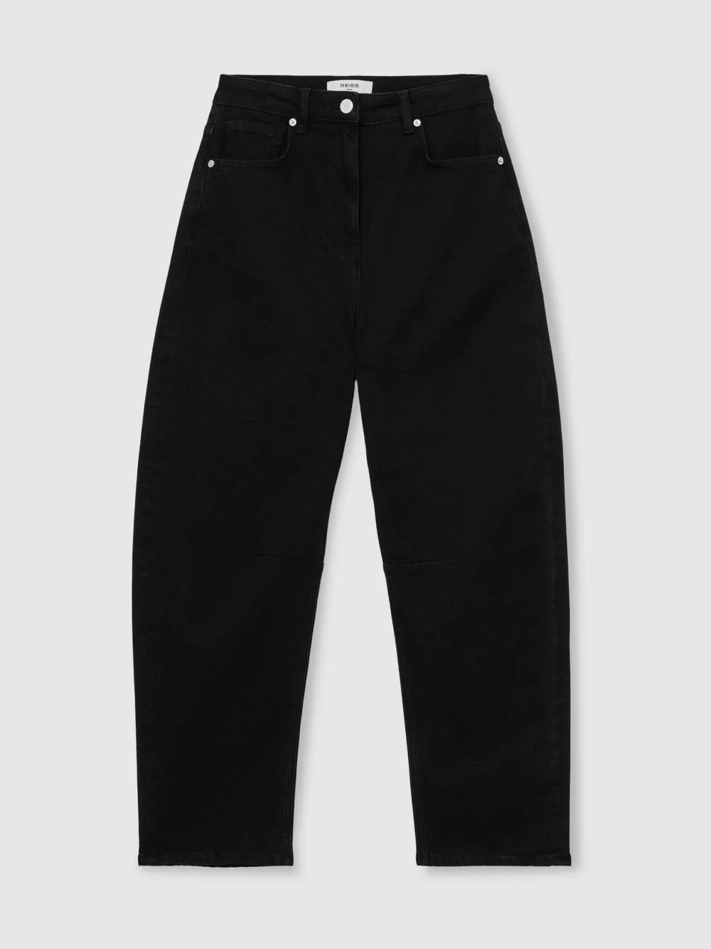 Reiss Black Petite Barrel-leg Jeans, view 6