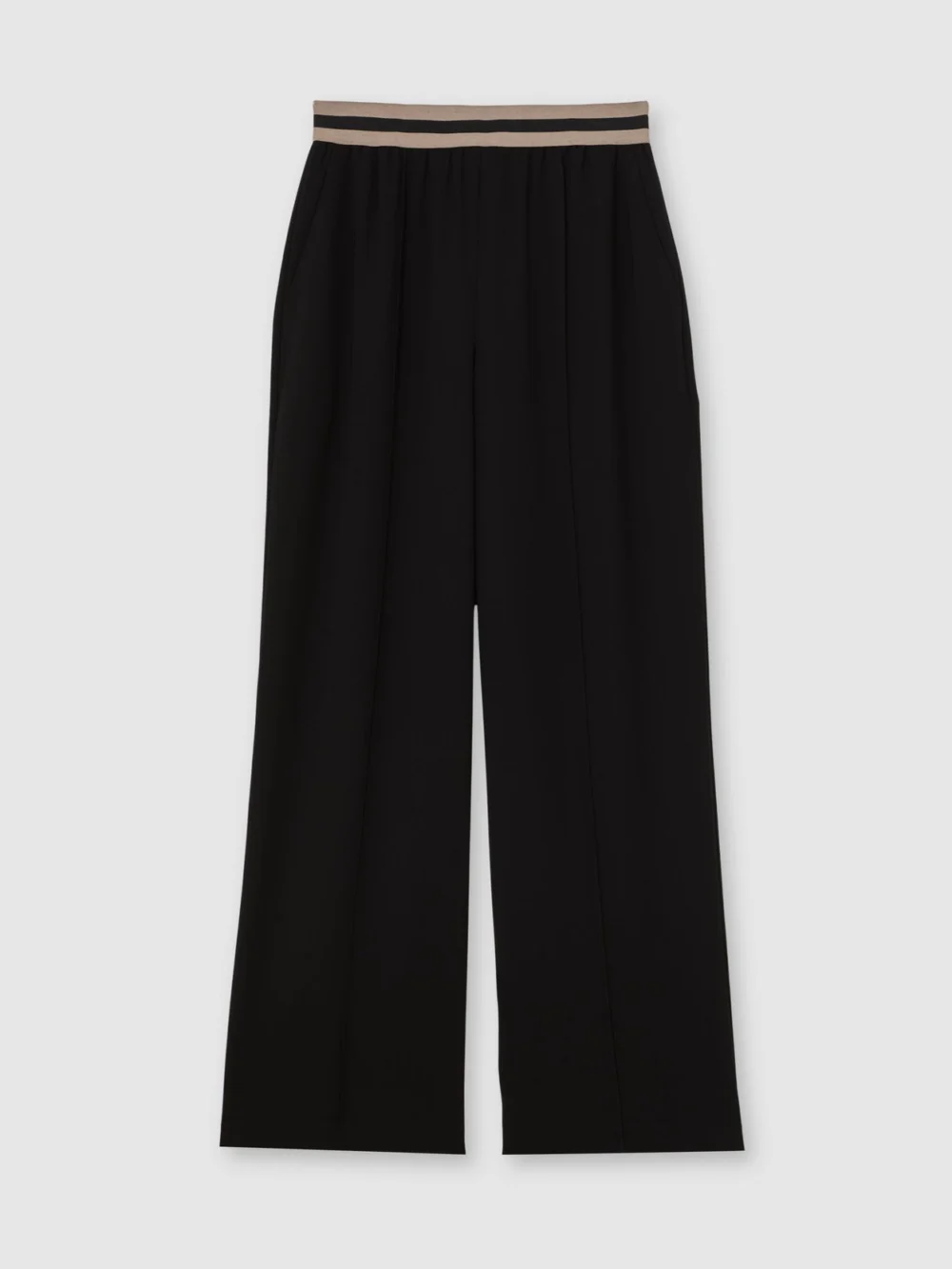 Reiss Black Petite Elasticated-waist Wide-leg Trousers, view 6