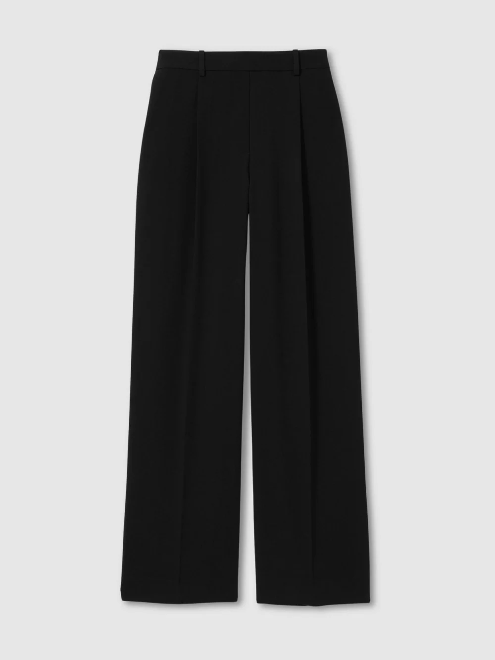 Reiss Black Petite Elasticated-waist Wide-leg Twill Trousers, view 6
