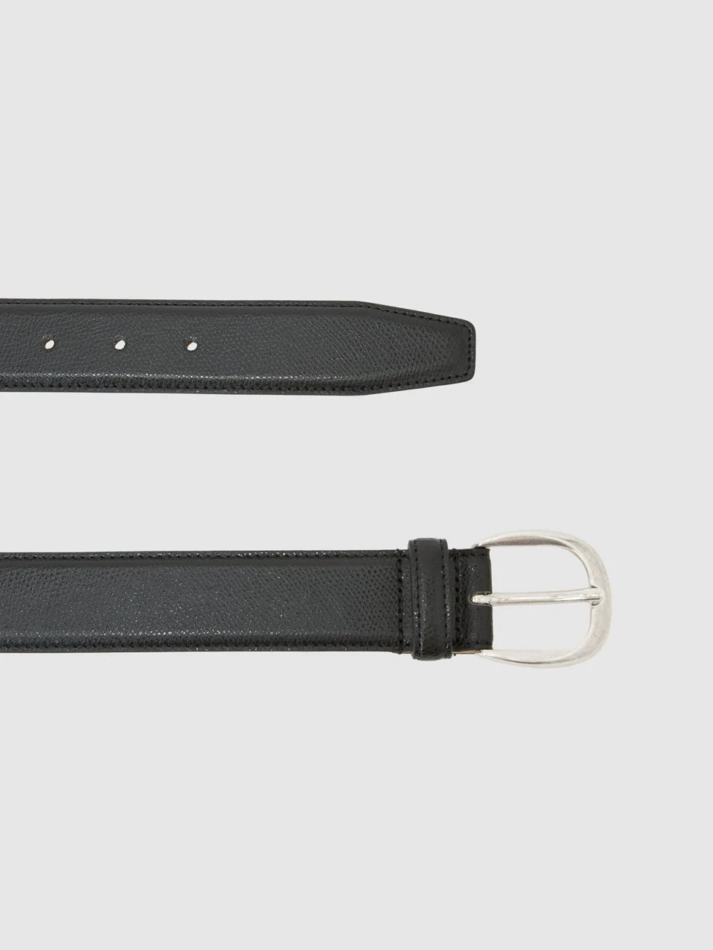 Reiss Black Pierced-leather Curved-buckle Belt, view 3