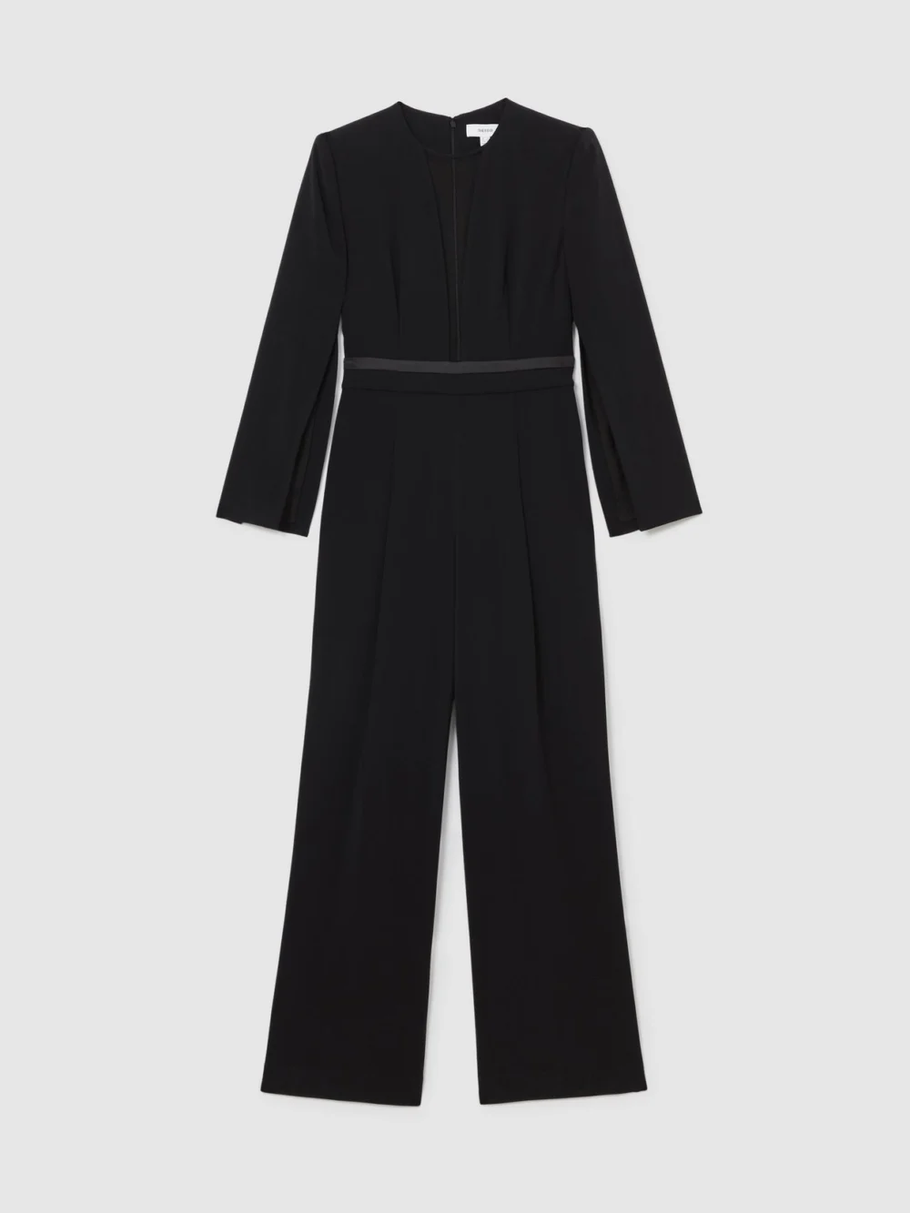 Reiss Black Plunge-neck Split-sleeve Jumpsuit, view 2