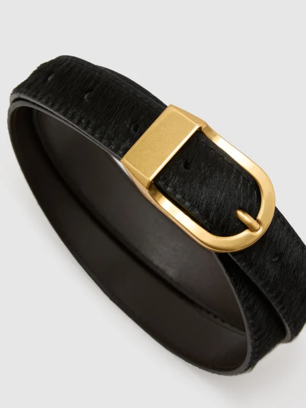 Reiss Black Pony Hair-effect Leather Belt