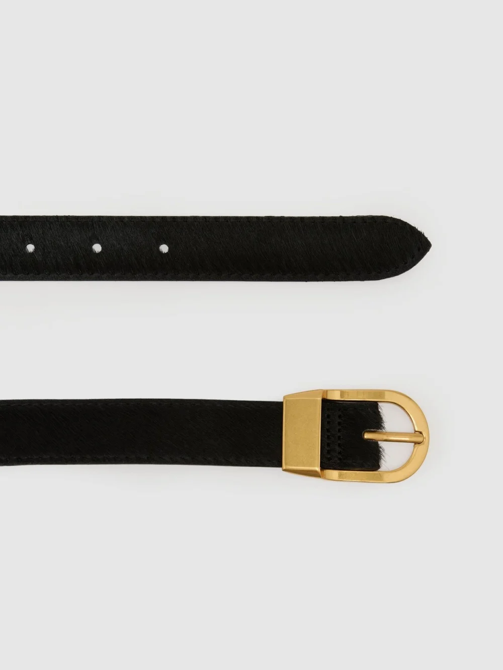 Reiss Black Pony Hair-effect Leather Belt, view 4