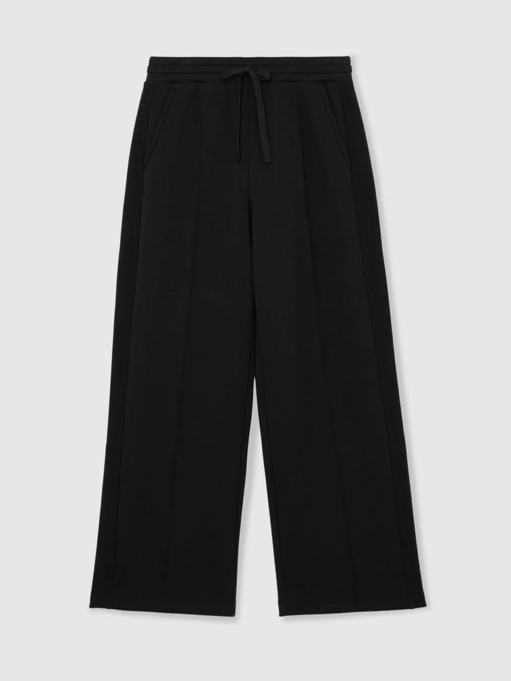 Reiss Black Premium Interlock Wide-leg Joggers, view 2