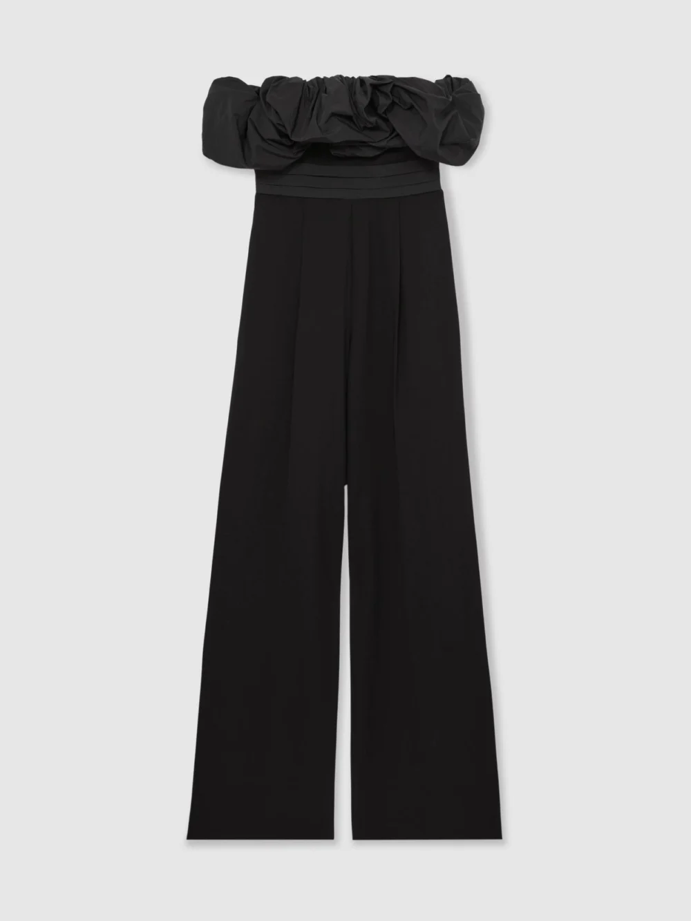 Reiss Black Sculptural Strapless Wide-leg Jumpsuit, view 2