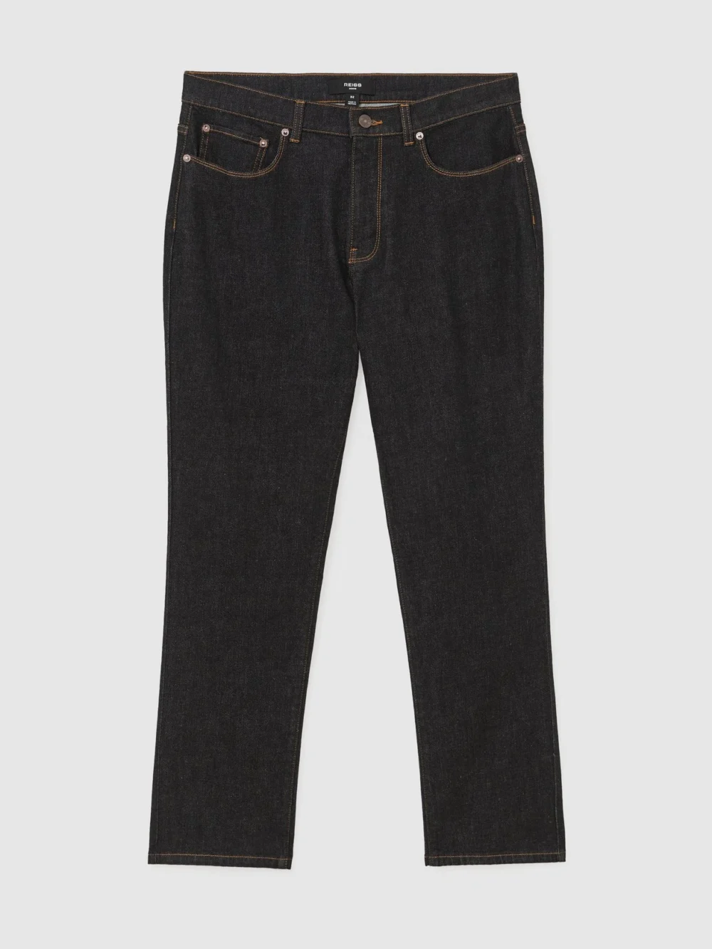 Reiss Black Selvedge Straight-leg Jeans, view 2