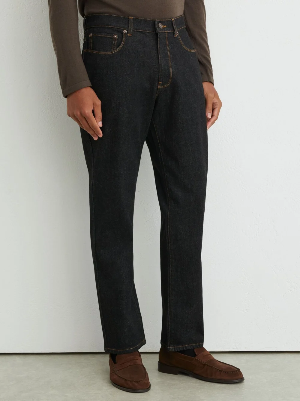 Reiss Black Selvedge Straight-leg Jeans, view 3