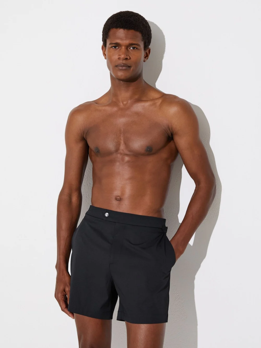 Reiss Black Side-adjuster Swim Shorts, view 3