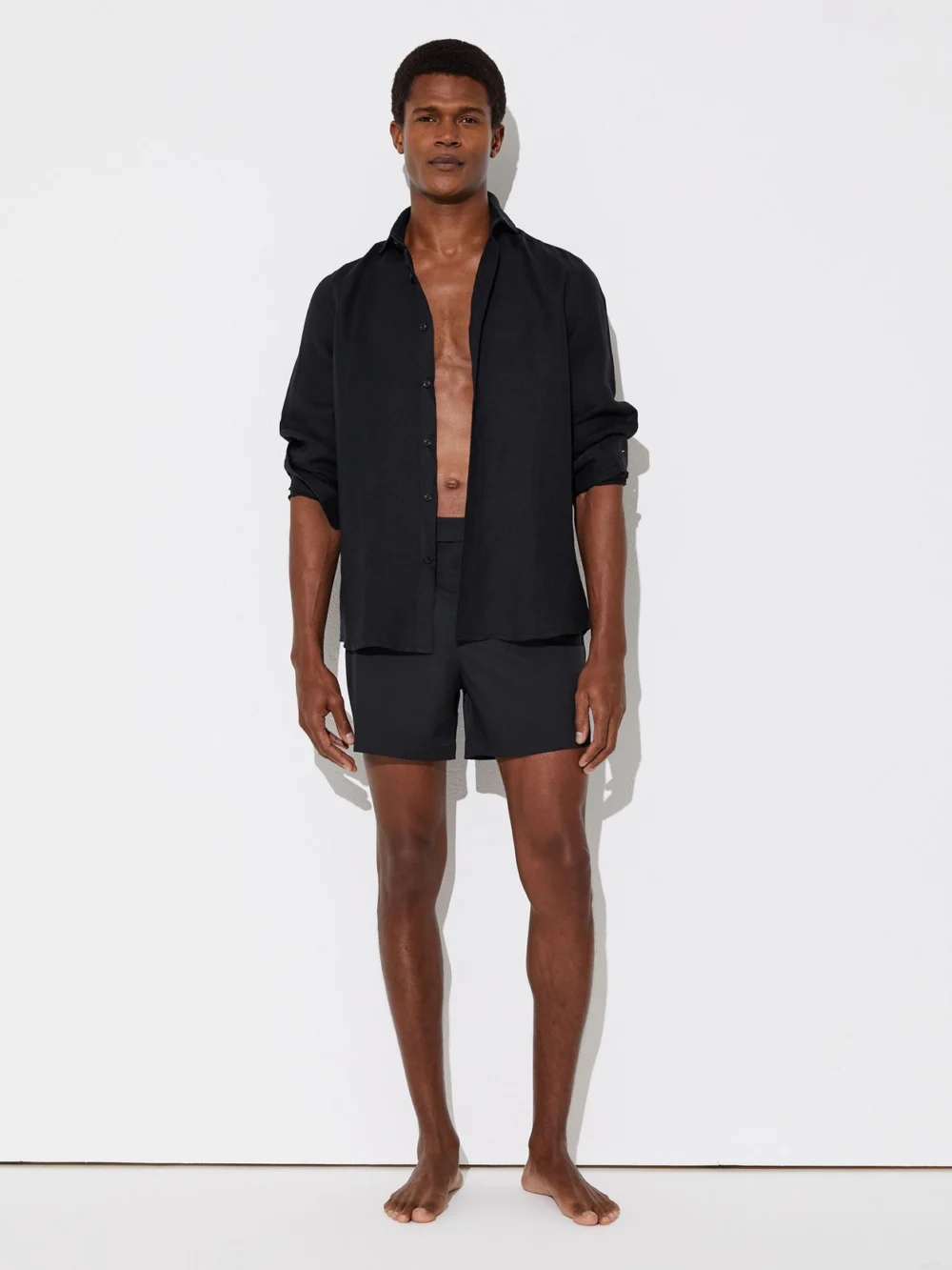 Reiss Black Side-adjuster Swim Shorts, view 4