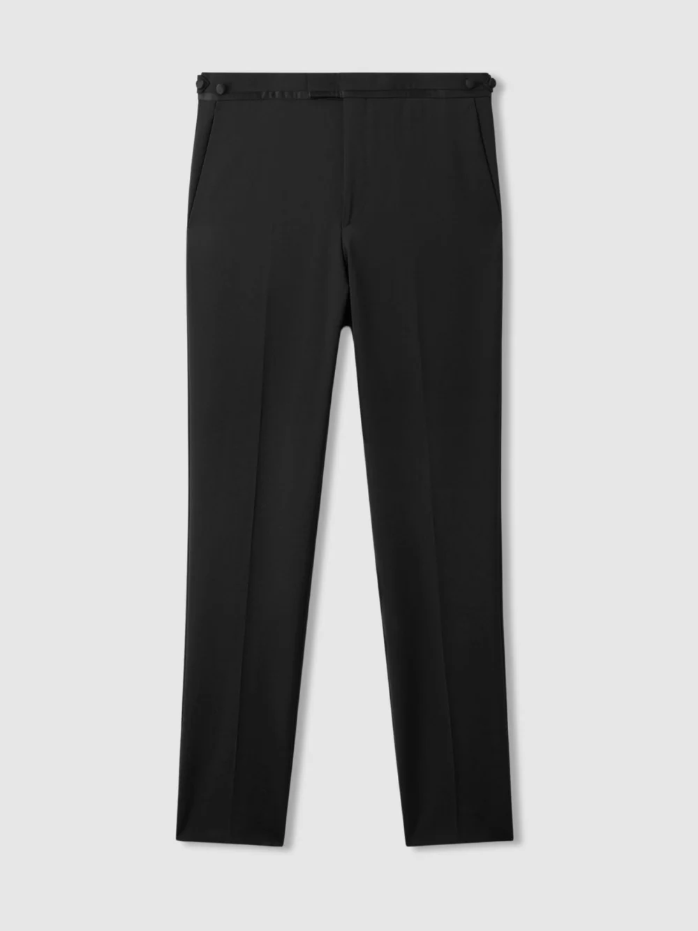 Reiss Black Side Stripe Classic Fit Wool-blend Tuxedo Trousers, view 2