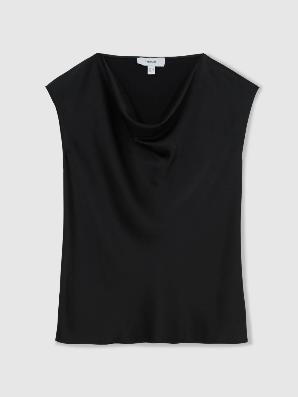 Reiss Black Silk Cowl-neck Sleeveless Top, view 2