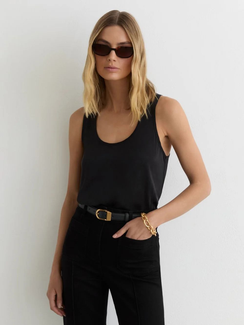 Reiss Black Silk-front Vest